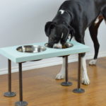 DIY Raised Dog Feeder - How to make raised dog food bowls with industrial style legs.