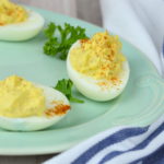 We always have so many colored eggs at Easter. This easy and delicious deviled eggs recipe are the perfect way to use them up.