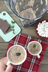 This frothy, creamy delicious homemade peppermint hot chocolate only requires three ingredients to make.