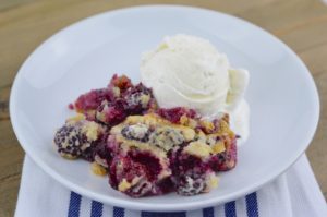 This easy, five-ingredient Blackberry Cobbler recipe is sweet and tart and comes out perfect every time!