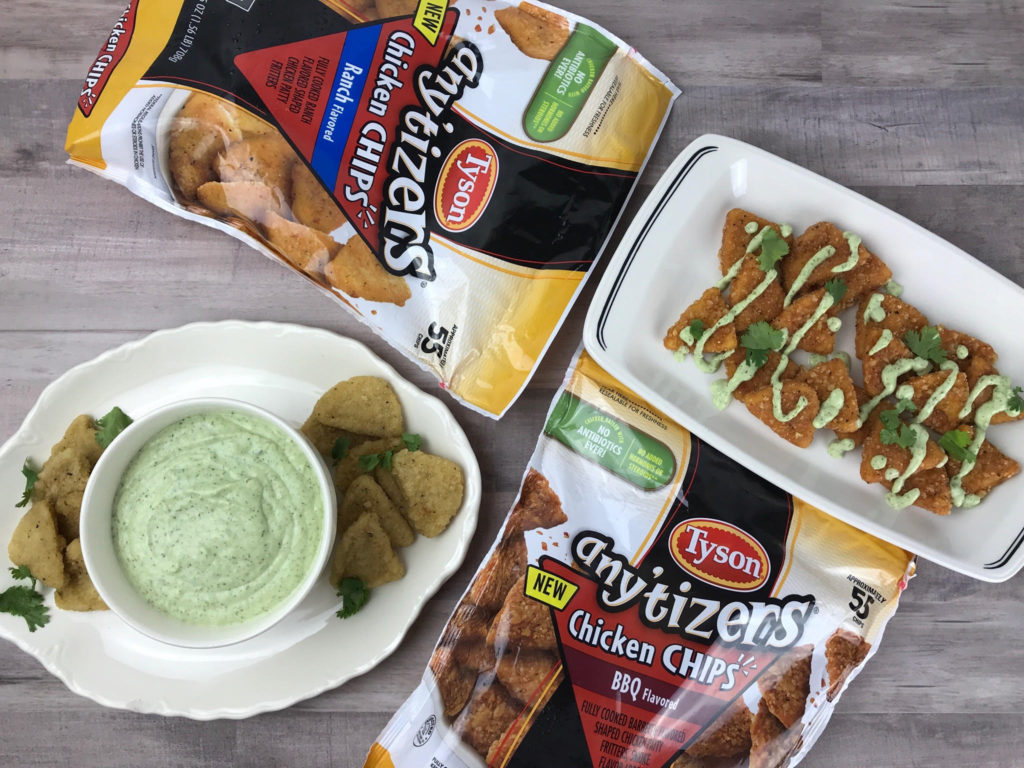 This snack hack is perfect for movie night: crispy, flavor-packed Chicken Chips with creamy jalapeño dip that is so addictive you'll be adding it to everything!