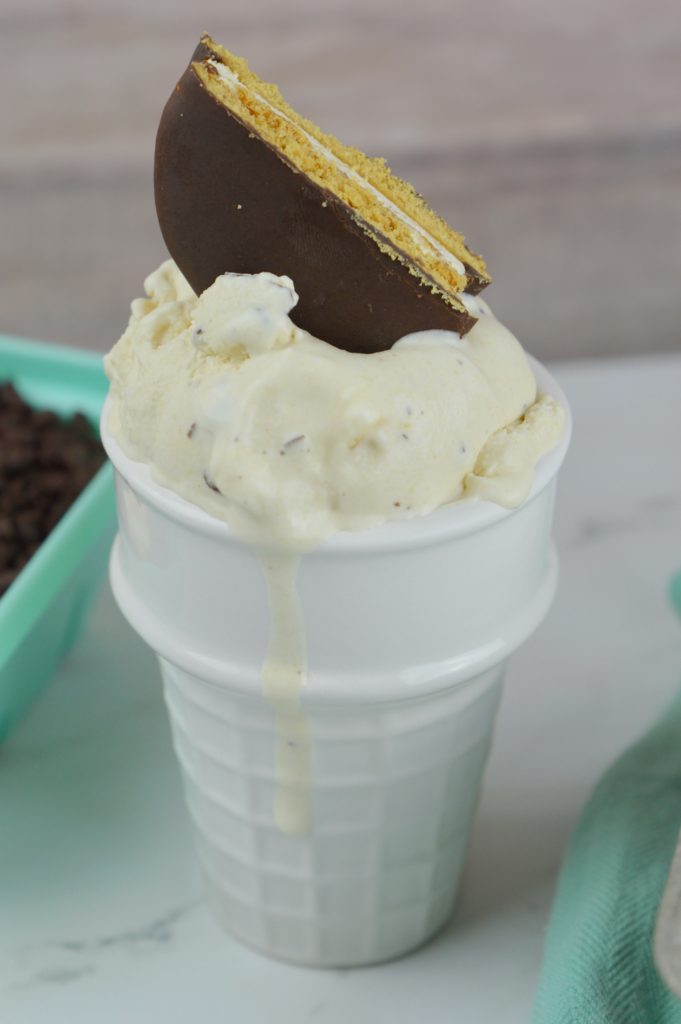 Creamy, chocolatey and marshmallowy this Moon Pie Ice Cream is easy to make and a great way to cool off this summer!