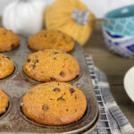 These chocolate chip pumpkin muffins are packed with fragrant fall spices, pumpkin flavor, and chocolate chips.  It is quintessential fall in every bite!