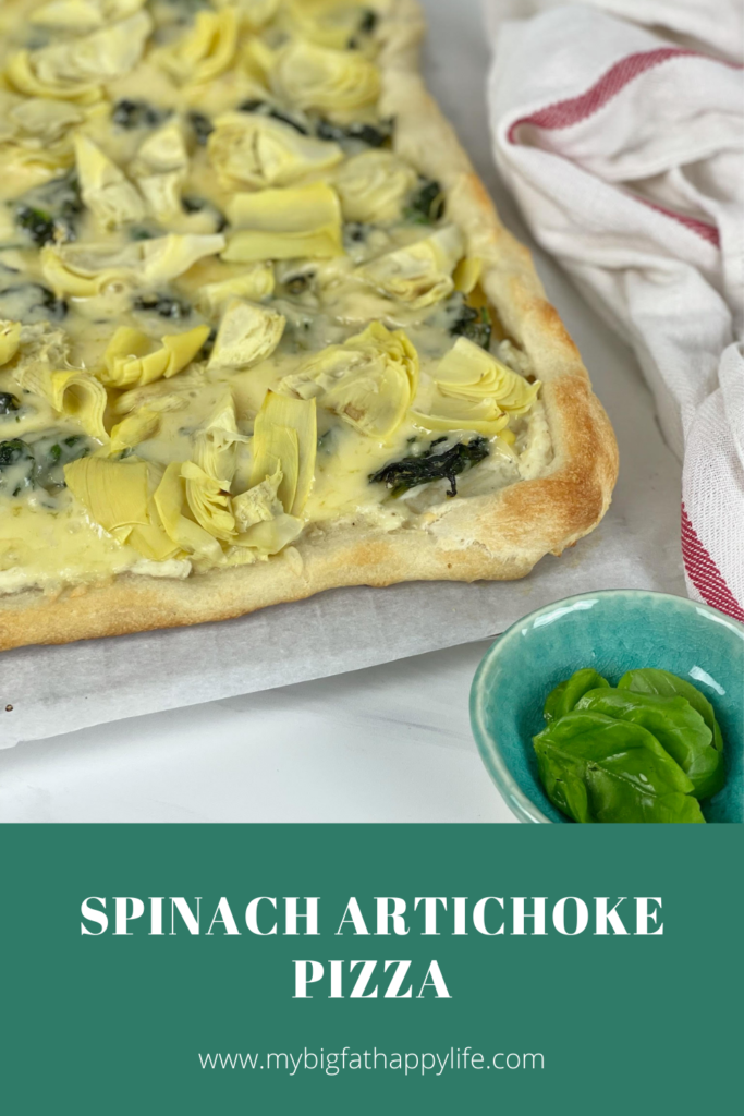 Spinach Artichoke Pizza - My Big Fat Happy Life