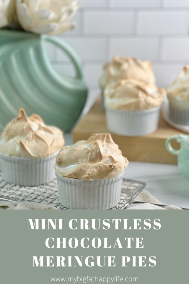 Mini Crustless Chocolate Meringue Pies - My Big Fat Happy Life