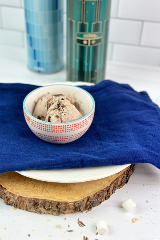 This delicious S'mores Ice Cream is easy to make and tastes just like freshly roasted over the campfire s'mores with chocolate, marshmallow, and graham cracker.